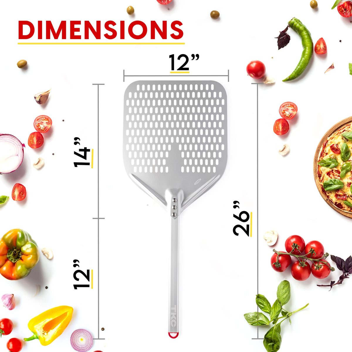 TKC Perforated Pizza Peel – 12" or 14"