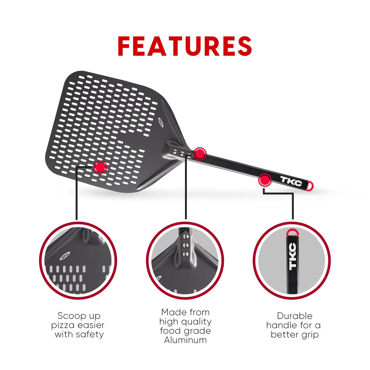 TKC Perforated Pizza Peel – 12" or 14"