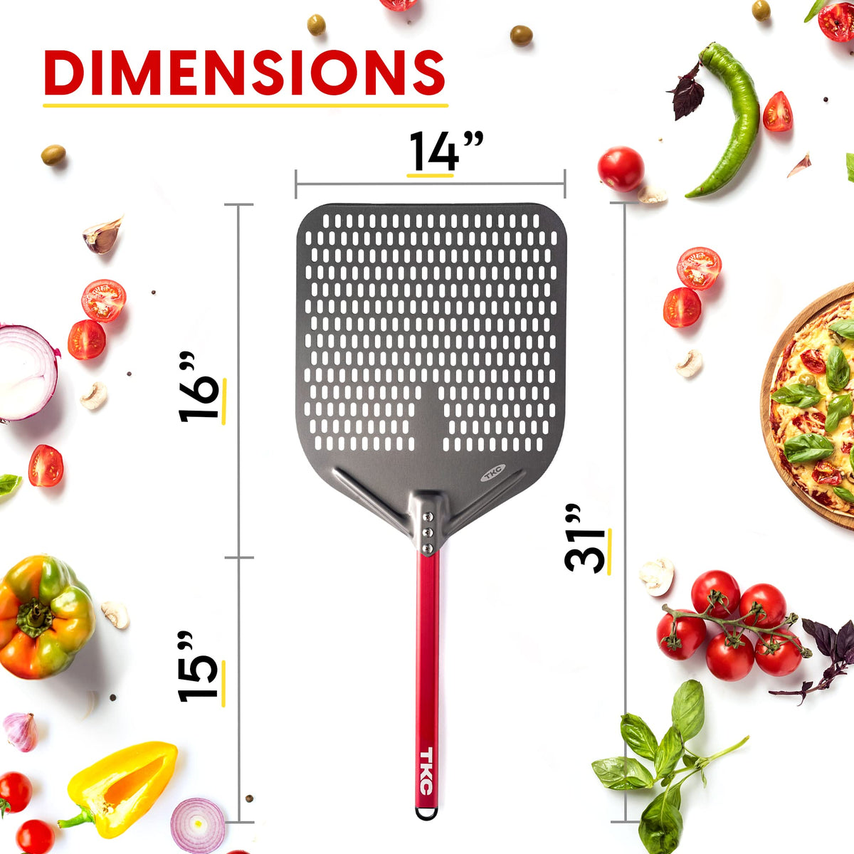 TKC Perforated Pizza Peel – 12" or 14"